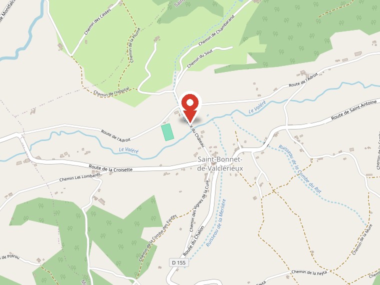 Carte d'accès au château, avec repère sur son emplacement